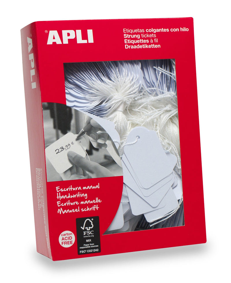 Apli 391 28x43mm Strung Ticket - White (Box of 500
