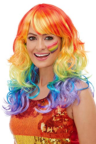 Smiffys Rainbow Glam Wig, Multi-Coloured