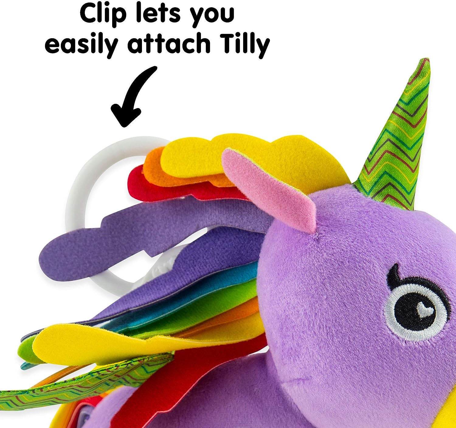 LAMAZE Тilly Twinklewings - Clip on Pram & Pushchair Newborn Baby Toy, Unicorn Toy, Sensory Toy for Babies Boys & Girls From 0 - 6 Months Tilly the Unicorn
