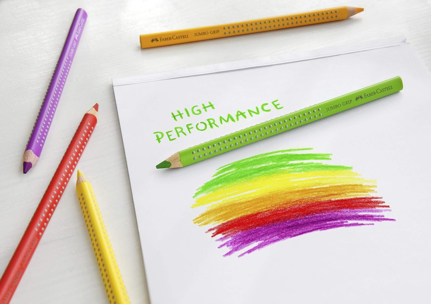 Faber Castell 12 JUMBO GRIP COLOUR PENCILS + SHARPENER