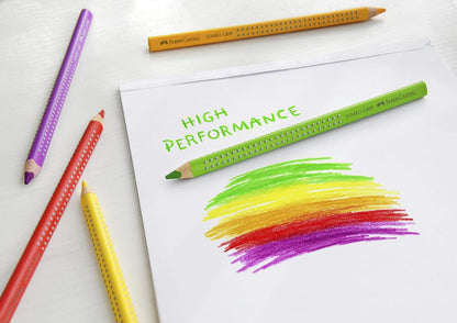 Faber Castell 12 JUMBO GRIP COLOUR PENCILS + SHARPENER