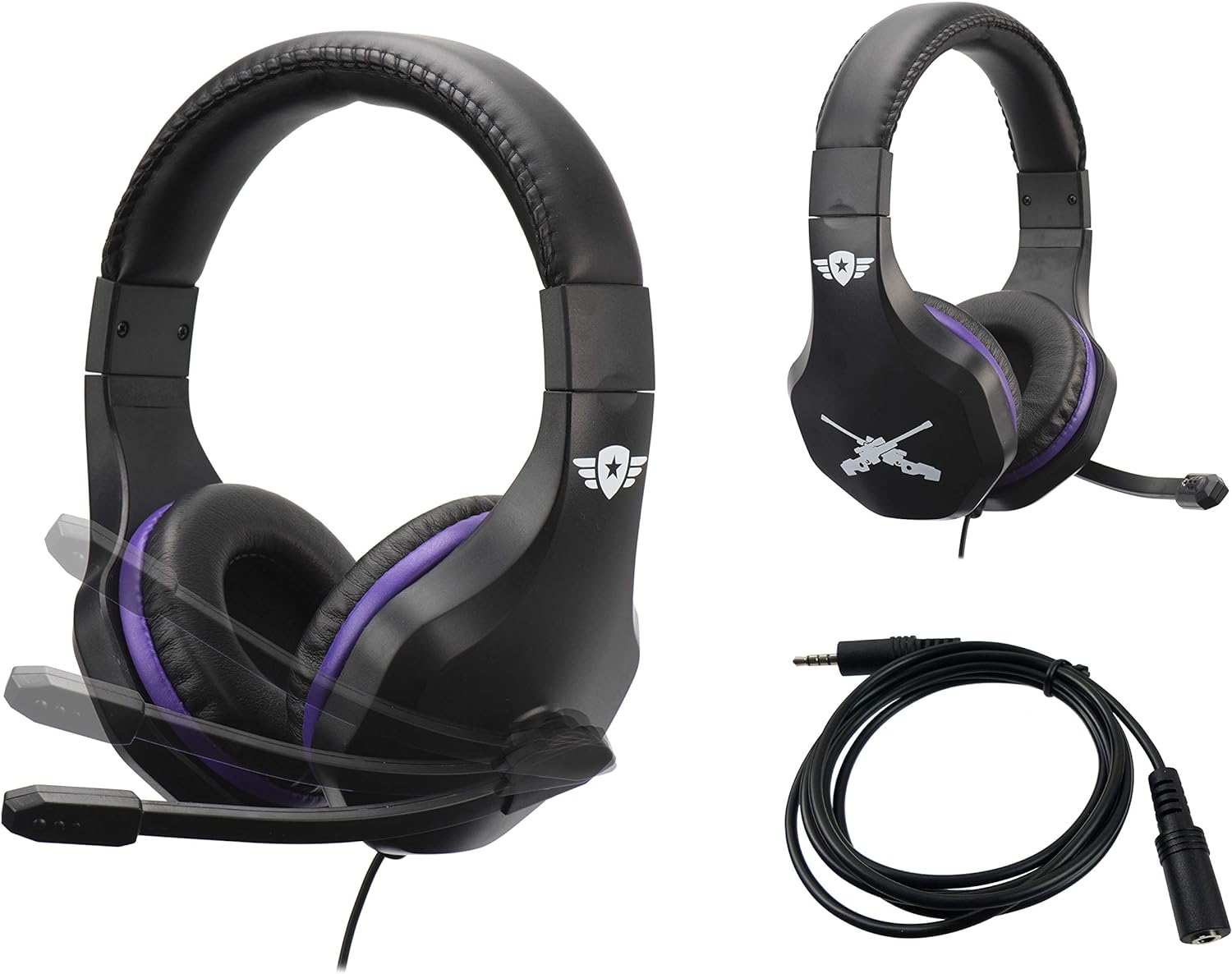 Subsonic Gaming Headset with microphone for Playstation 4 - PS4 Slim - PS4 Pro - Xbox One - PC - Nintendo Switch - Gamer Battle Royal accessory edition with cable extension for Switch BATTLE ROYALE 3 METERS