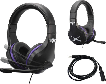 Subsonic Gaming Headset with microphone for Playstation 4 - PS4 Slim - PS4 Pro - Xbox One - PC - Nintendo Switch - Gamer Battle Royal accessory edition with cable extension for Switch BATTLE ROYALE 3 METERS