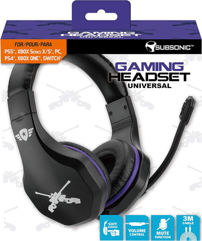 Subsonic Gaming Headset with microphone for Playstation 4 - PS4 Slim - PS4 Pro - Xbox One - PC - Nintendo Switch - Gamer Battle Royal accessory edition with cable extension for Switch BATTLE ROYALE 3 METERS