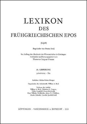 Lexikon Des Fruhgriechischen Epos