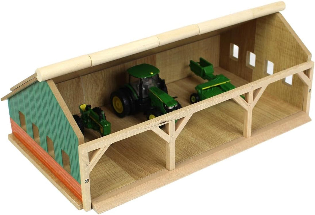Kids Globe Large Wooden Farm Shed For Tractors (Scale 1:87),Multicolor,30 x 16.7 x 11.9 cm