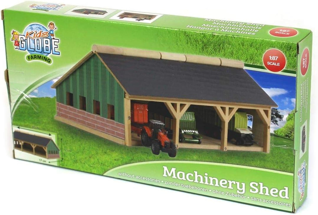 Kids Globe Large Wooden Farm Shed For Tractors (Scale 1:87),Multicolor,30 x 16.7 x 11.9 cm