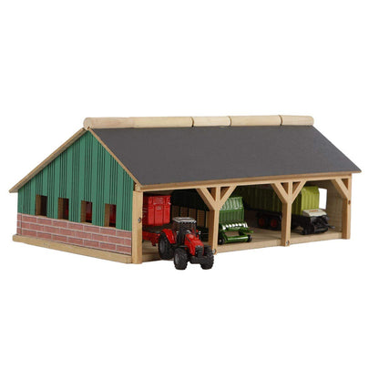 Kids Globe Large Wooden Farm Shed For Tractors (Scale 1:87),Multicolor,30 x 16.7 x 11.9 cm