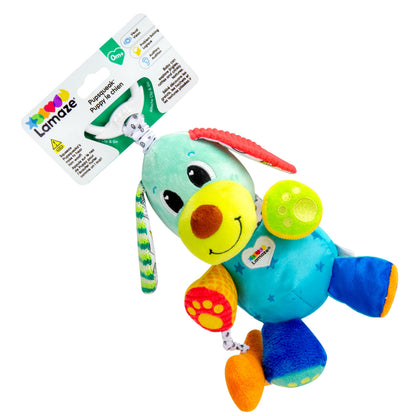Lamaze Baby Spielzeug "Lustiger Soundhund" Clip & Go, das hochwertige Kleinkindspielzeug. Der quietschbunte Greifling fördert die Motorik und ist das perfekte Kinderwagenspielzeug und Kuscheltier, Meh