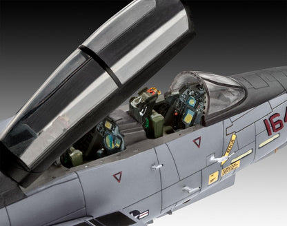 Revell Model Set 63960 F-14D Super Tomcat 1:72 Scale Unbuilt/Unpainted Plastic Model Kit with Contacta Professional Glue, Paintbrush & Selected Aqua Color Paints