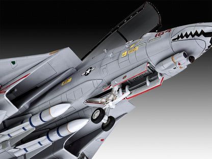 Revell Model Set 63960 F-14D Super Tomcat 1:72 Scale Unbuilt/Unpainted Plastic Model Kit with Contacta Professional Glue, Paintbrush & Selected Aqua Color Paints
