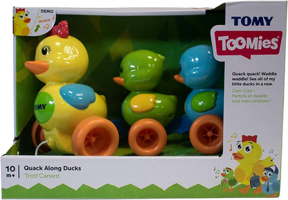 TOMY Toomies Quack Along Ducks Pull Along Toy | Educational Toddler Toy with Colours and Sounds | Learn to Walk Baby Toy Suitable From 12 Months, 1, 2+ Year Olds Boys & Girls, Multicoloured