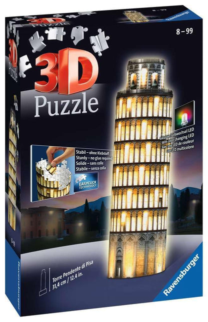 Ravensburger 125159 Puzzel Toren Van Pisa Night 3D, 216 Stukjes, Vanaf 10 Jaar