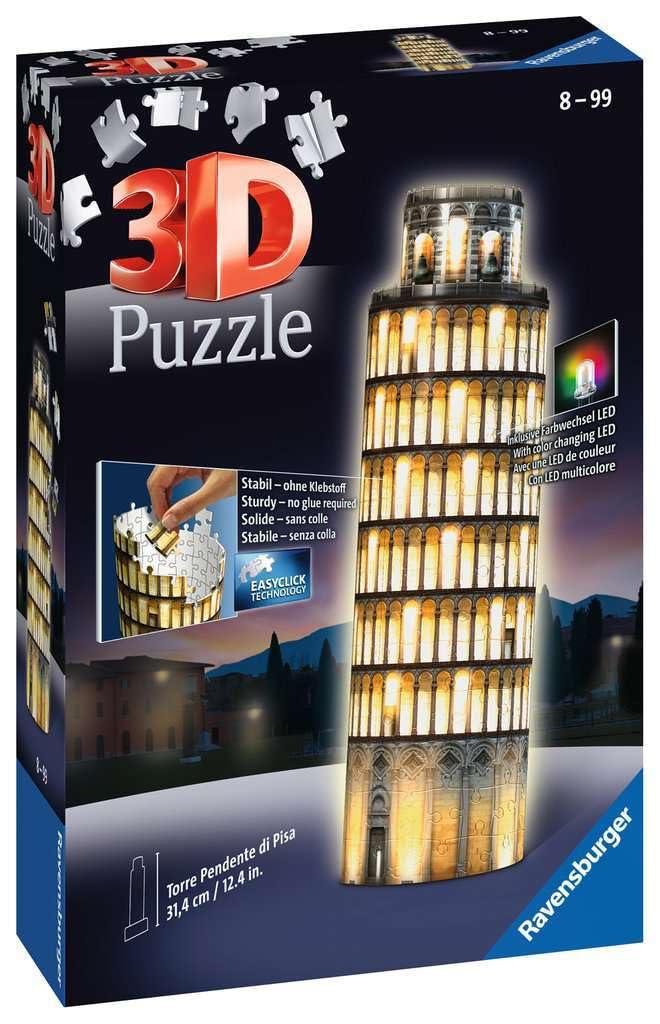Ravensburger 125159 Puzzel Toren Van Pisa Night 3D, 216 Stukjes, Vanaf 10 Jaar