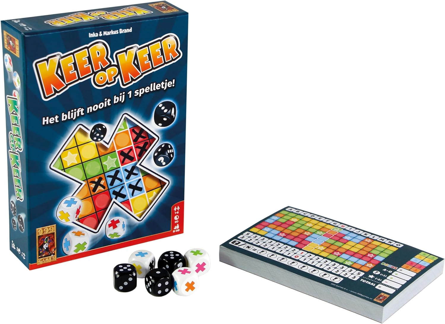 999Games - Time and time again Dice Game - from 8 years - One of the best games of 2016 - Inka & Markus Brand - Roll and write - for 1 to 6 players - 999-KEE01, Multicolored