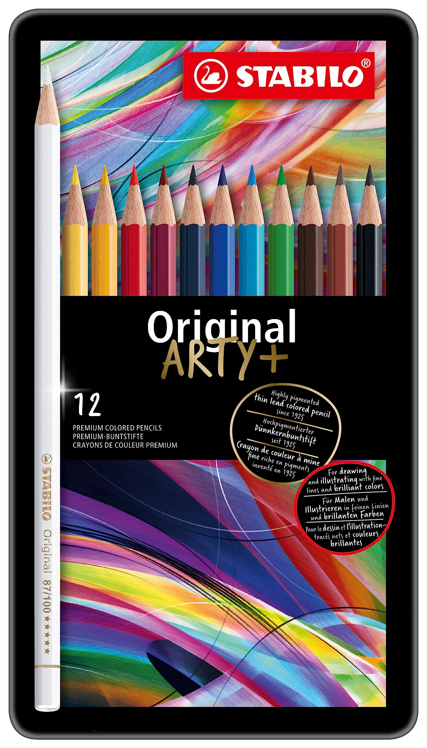 Premium Colouring Pencil - STABILO Original Metal Box of 12 assorted colours
