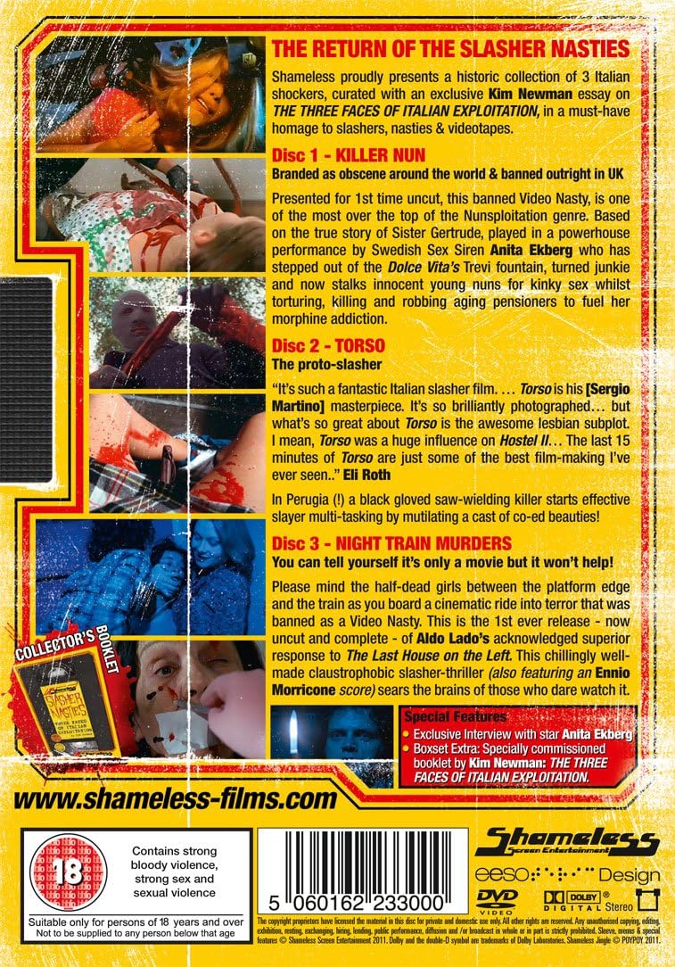Shameless Slasher Nasties (Killer Nun / Torso / Night Train Murders)