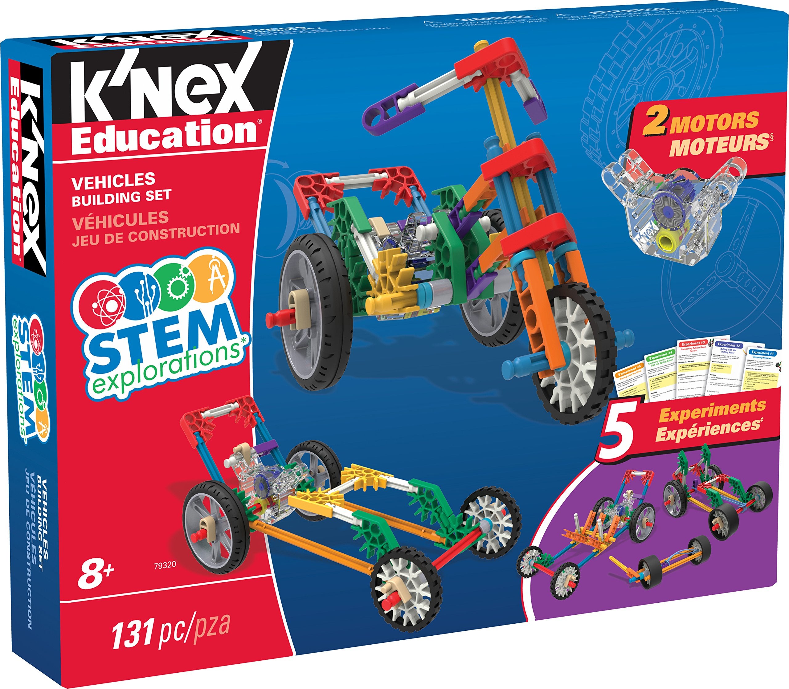 K'NEX STEAM Education Vehicles Building Set 7 Functioning Models Educational Toys for Kids, 131 Piece STEM Learning Kit, Engineering for Kids, Construction Toys for Kids Aged 8+ Basic Fun 79320