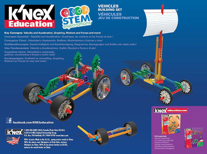 K'NEX STEAM Education Vehicles Building Set 7 Functioning Models Educational Toys for Kids, 131 Piece STEM Learning Kit, Engineering for Kids, Construction Toys for Kids Aged 8+ Basic Fun 79320