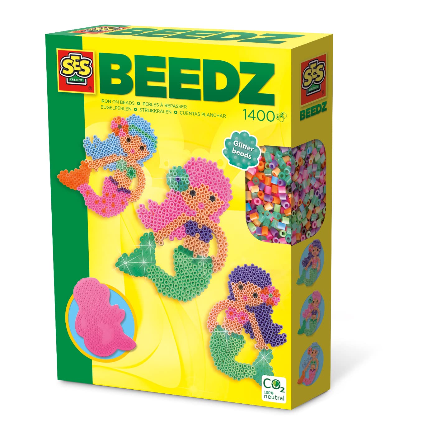 SES Creative- Beedz - Juego de Cuentas para Planchar con diseño de Sirena, Multicolor, S (06212