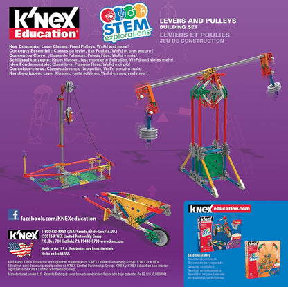 K'NEX STEAM Education Levers and Pulleys Building Set Educational Toys for Kids, 139 Piece STEM Learning Kit, Engineering for Kids, Construction Toys for Kids Ages 8+ Basic Fun 79319