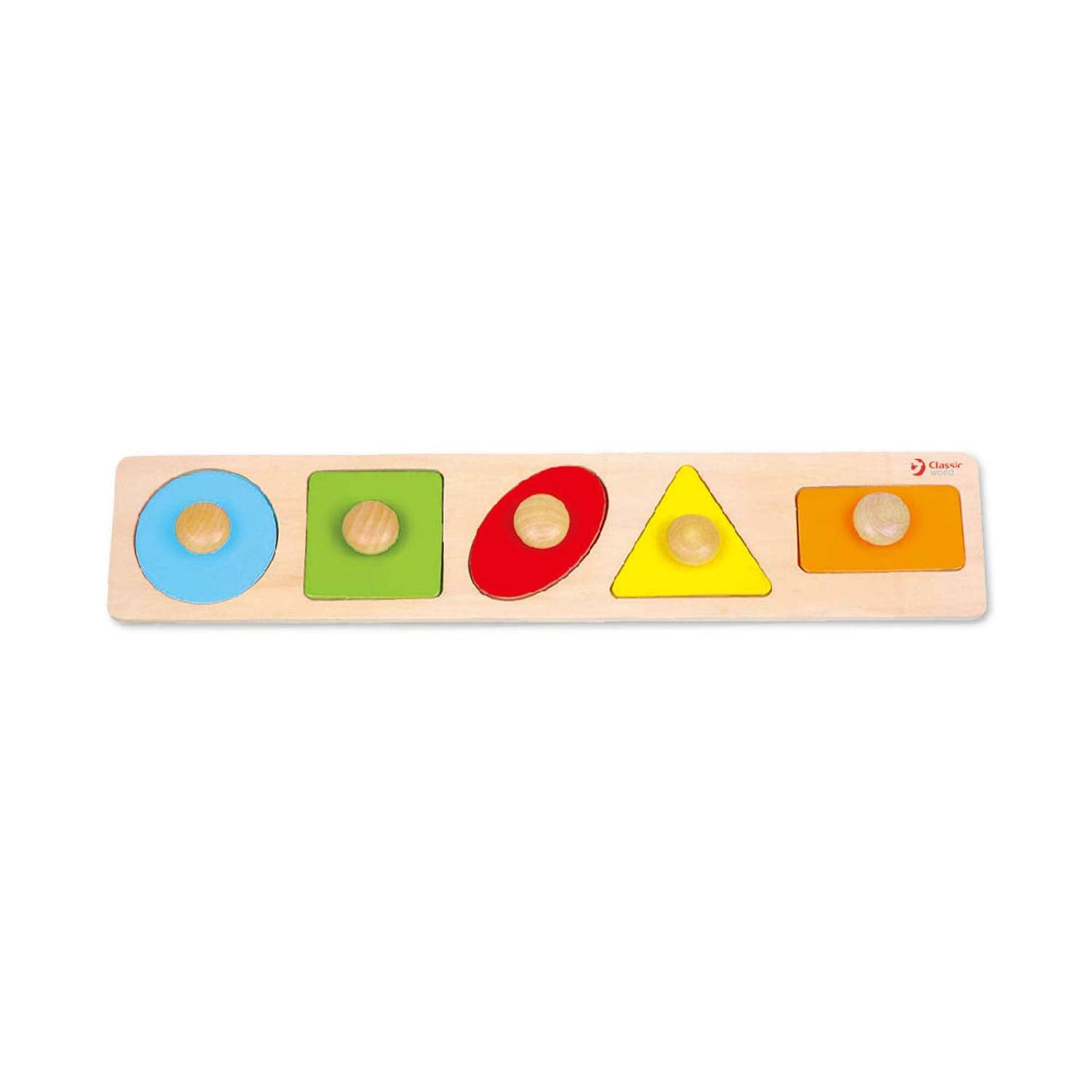 noppenpuzzels - Classic World Houten Noppenpuzzel Vormen, 5st. (1 TOYS