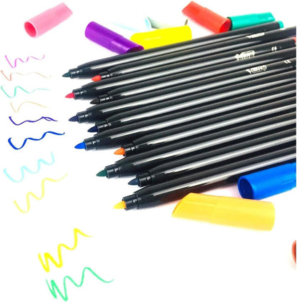 BIC Intensity Felt Tip Pens, Vibrant Colouring Pens, School Supplies for Kids, Pupils or Adults, 12 Pack