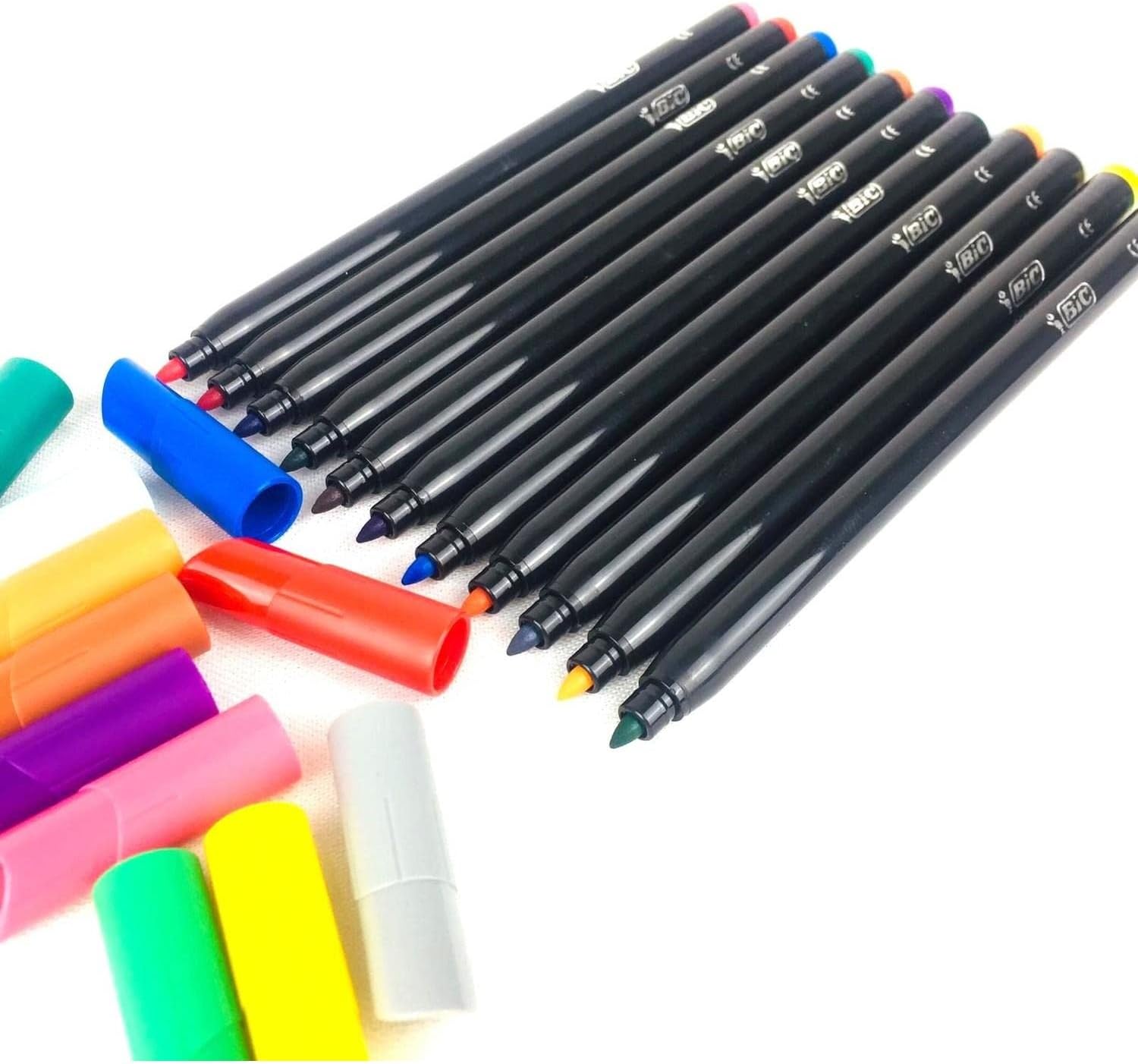 BIC Intensity Felt Tip Pens, Vibrant Colouring Pens, School Supplies for Kids, Pupils or Adults, 12 Pack