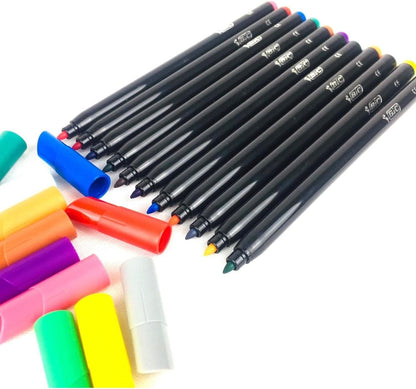 BIC Intensity Felt Tip Pens, Vibrant Colouring Pens, School Supplies for Kids, Pupils or Adults, 12 Pack