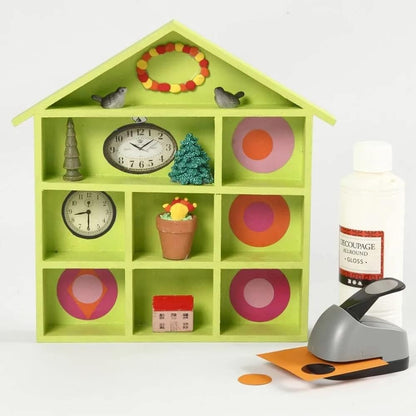 Creativ 100263 House-Shaped Shelving System, Size 26x25,2 cm, H: 3,5 cm, Paulownia, 1pc, Wood