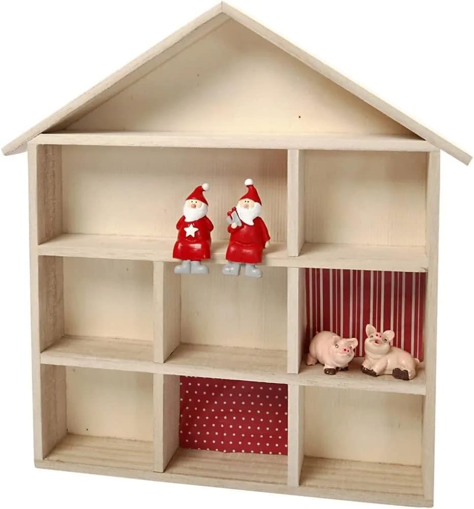 Creativ 100263 House-Shaped Shelving System, Size 26x25,2 cm, H: 3,5 cm, Paulownia, 1pc, Wood