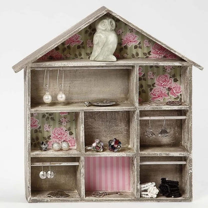 Creativ 100263 House-Shaped Shelving System, Size 26x25,2 cm, H: 3,5 cm, Paulownia, 1pc, Wood