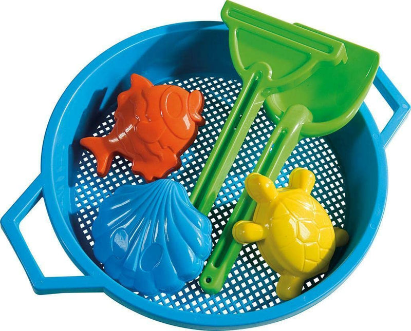 Set Beach with One-Handed Sieve, Molds, Spade and Rake 29 x 5 cm