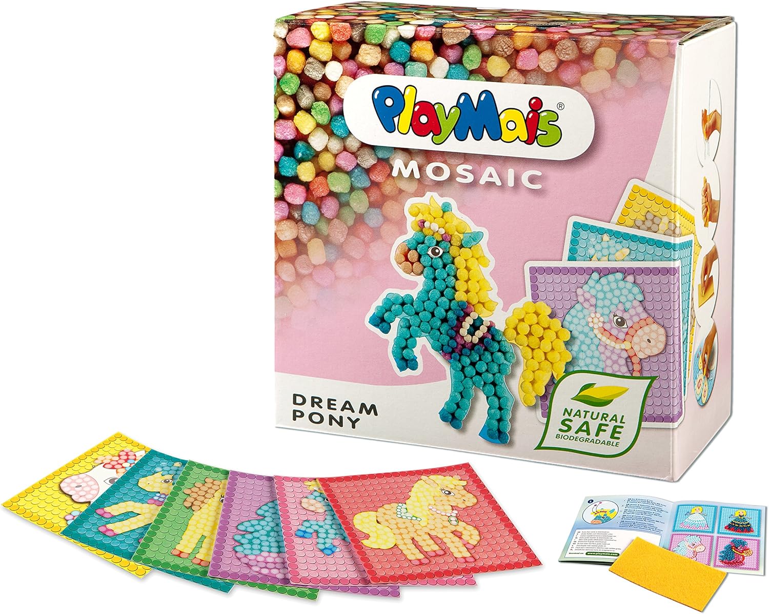 PlayMais MOSAIC Dream Pony creative craft kit for girls & boys from 3 years | 2300 6 mosaic templates with lovely ponies | stimulates creativity & motor skills | natural toy