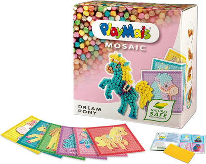PlayMais MOSAIC Dream Pony creative craft kit for girls & boys from 3 years | 2300 6 mosaic templates with lovely ponies | stimulates creativity & motor skills | natural toy