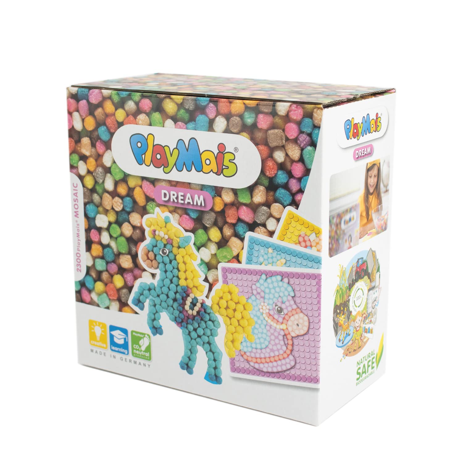 PlayMais MOSAIC Dream Pony creative craft kit for girls & boys from 3 years | 2300 6 mosaic templates with lovely ponies | stimulates creativity & motor skills | natural toy