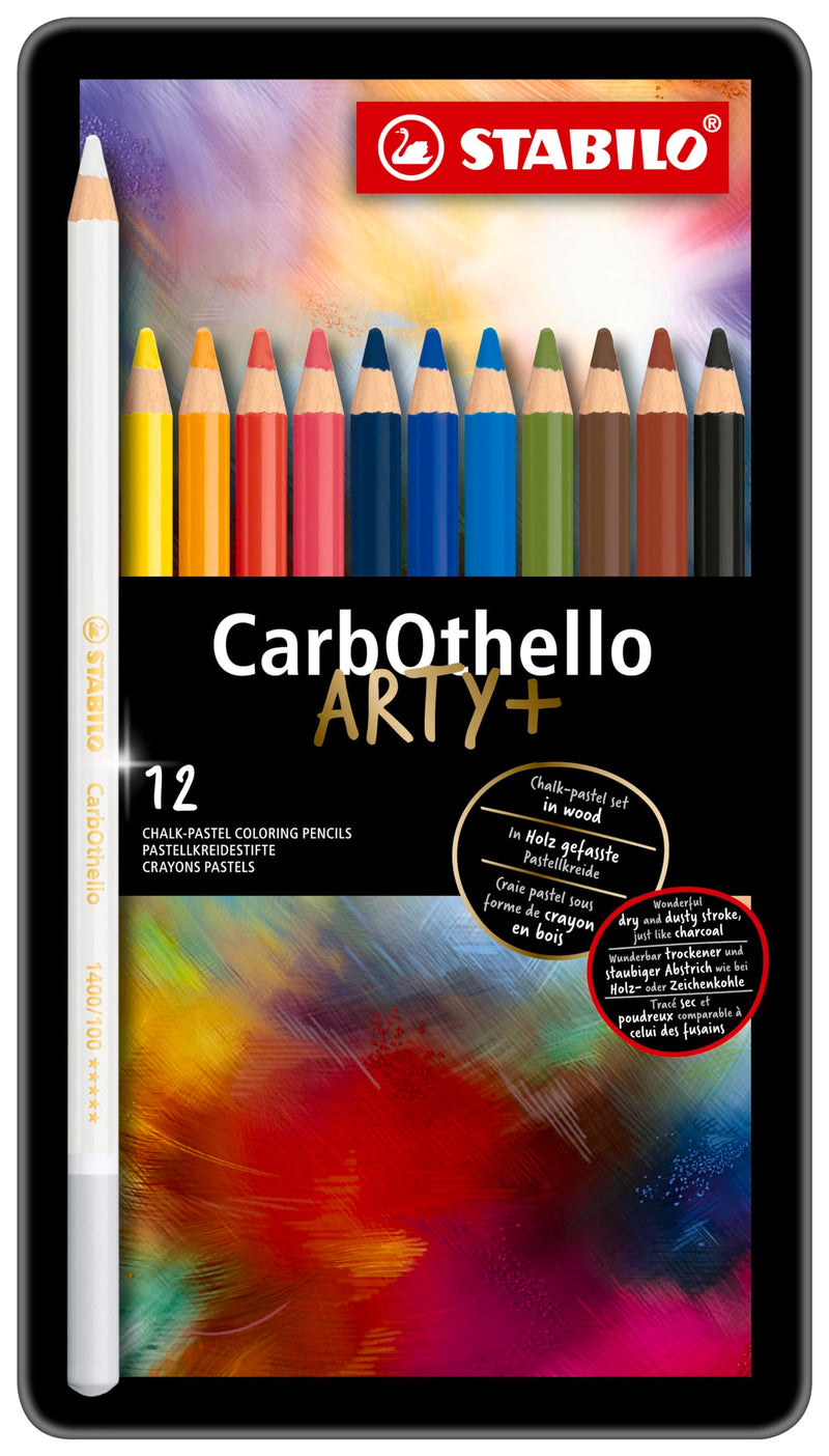 Pastellkreidestift - STABILO CarbOthello - ARTY+ - 12er Metalletui - mit 12 verschiedenen Farben