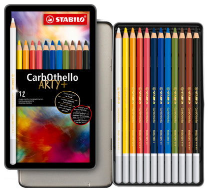 Pastellkreidestift - STABILO CarbOthello - ARTY+ - 12er Metalletui - mit 12 verschiedenen Farben