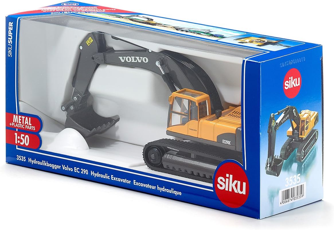siku 3535, Volvo Hydraulic Excavator, 1:50, Metal,Plastic, Yellow, Functional excavator arm Volvo Hydraulic Excavator Single