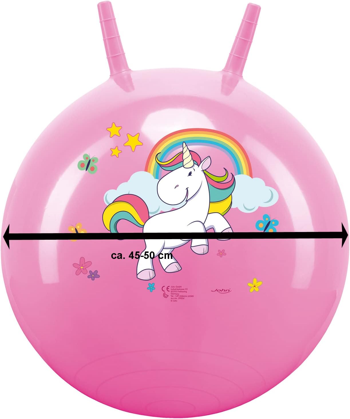 John Printed hopper ball, bouncy ball, jumping ball, space hopper, hopper ball for inside and outside, re-inflatable, robust, fitness for children
