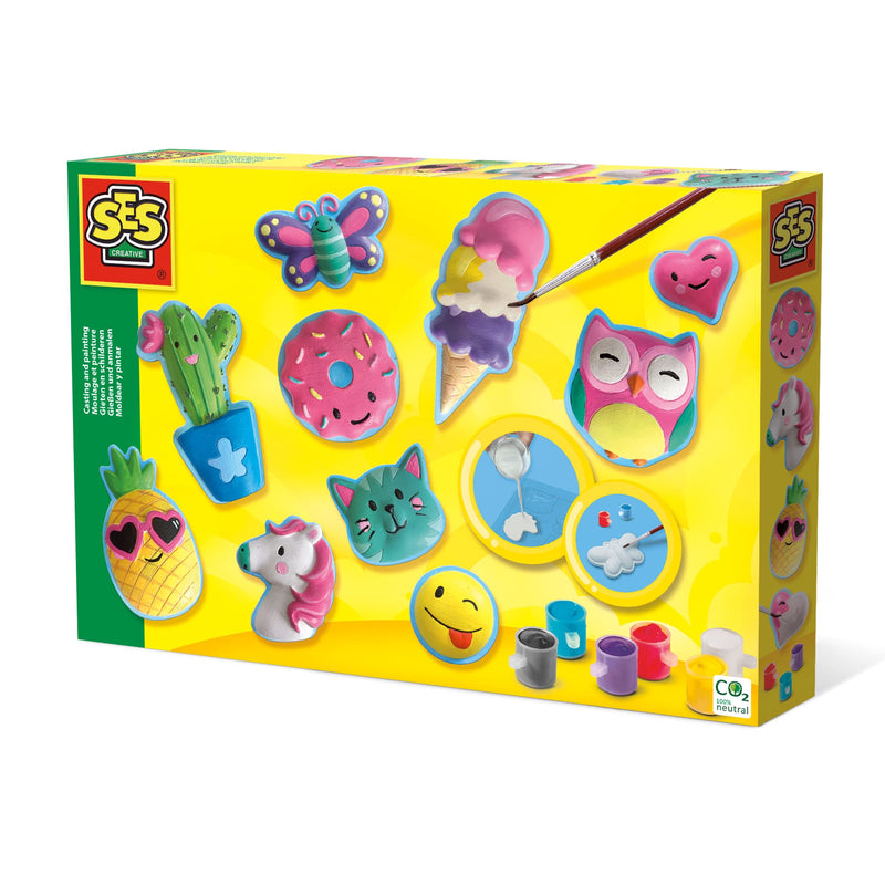SES Creative 01133 Happy Figures Casting and Painting Kit, Brighten Your Day with Crafts, Black