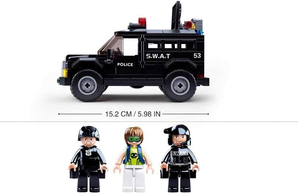 Sluban SL95513, SWAT-voertuig (290 delen) , speelset, klembouwstenen, reddingskrachten, met speelfiguur, politie