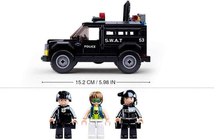 Sluban SL95513, SWAT-voertuig (290 delen) , speelset, klembouwstenen, reddingskrachten, met speelfiguur, politie