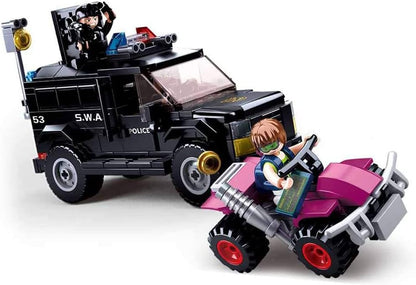Sluban SL95513, SWAT-voertuig (290 delen) , speelset, klembouwstenen, reddingskrachten, met speelfiguur, politie