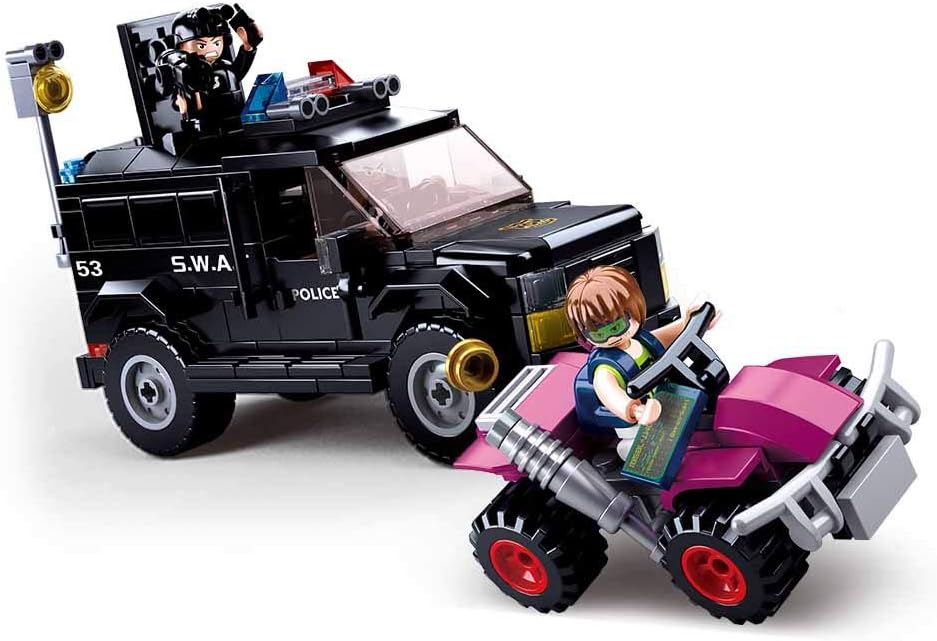 Sluban SL95513, SWAT-voertuig (290 delen) , speelset, klembouwstenen, reddingskrachten, met speelfiguur, politie