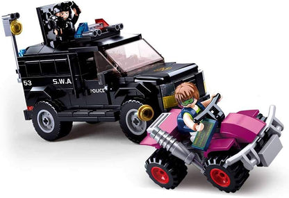 Sluban SL95513, SWAT-voertuig (290 delen) , speelset, klembouwstenen, reddingskrachten, met speelfiguur, politie