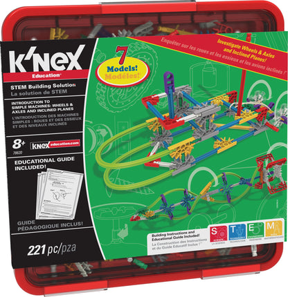 K’NEX Education – Intro to Simple Machines: Wheels, Axles, & Inclined Planes Set – 221 Pieces – Ages 8+ Engineering Educational Toy