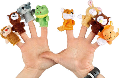 Goki 50962 Finger Puppets Set Forest Animals Set of 8 Fabric
