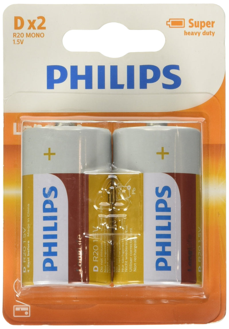 Philips - Philips Longlife Batterij Zinc D/R20 2st.