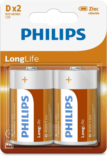 Philips - Philips Longlife Batterij Zinc D/R20 2st.